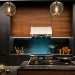 Modern One-wall Kitchen with iseland in Caesarstone 4120 Raven