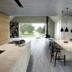 Modern kitchen with Island in Caesarstone 5133 Symphony Grey 1858